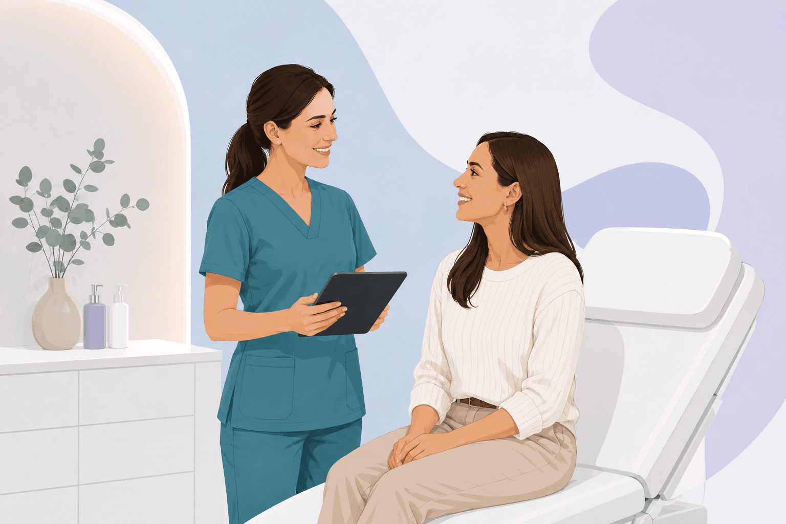MoleScan clinic mole assessment pathway — step 1: Patient attends for consultation (illustration)